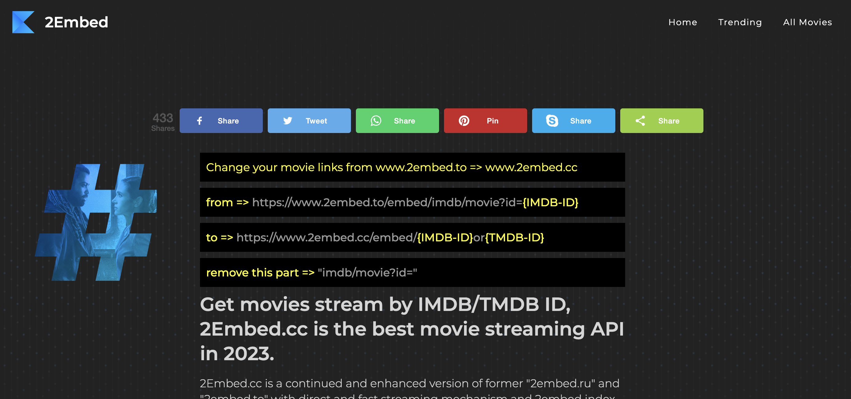 2Embed has supplied various streaming platforms with unauthorized copies of movies and TV shows, making it a significant player in the piracy industry.