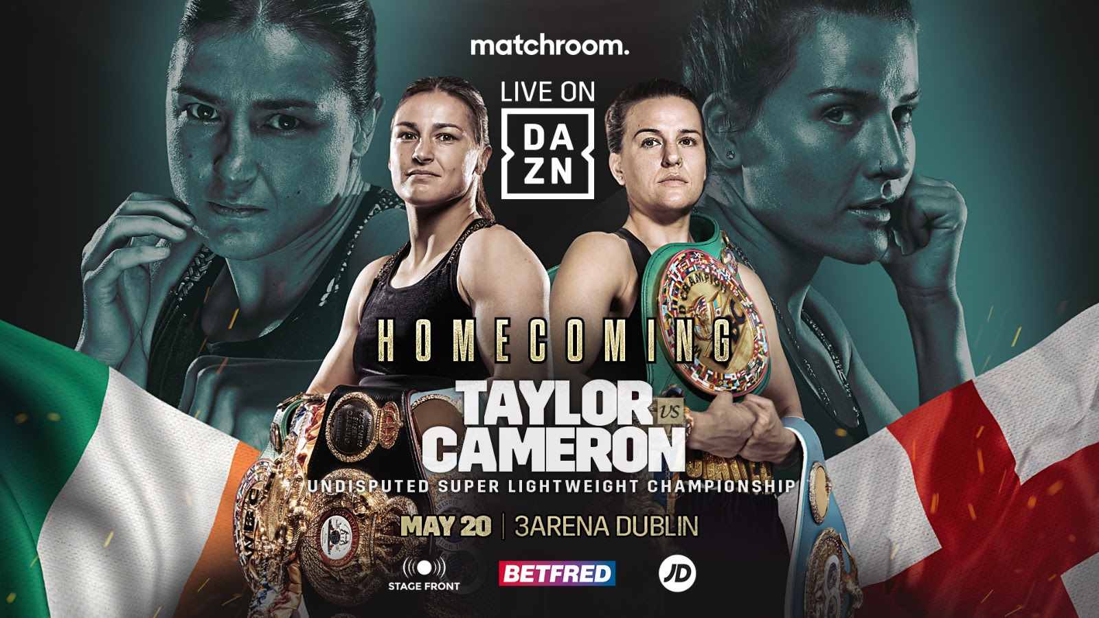 Instructions for watching the Chantelle Cameron vs. Katie Taylor boxing match for free on any device.