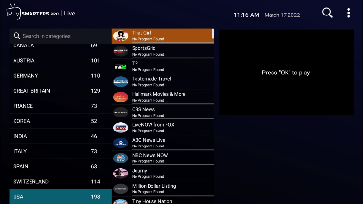 Samsung Television Plus is a free IPTV application that offers numerous live channels in various categories.