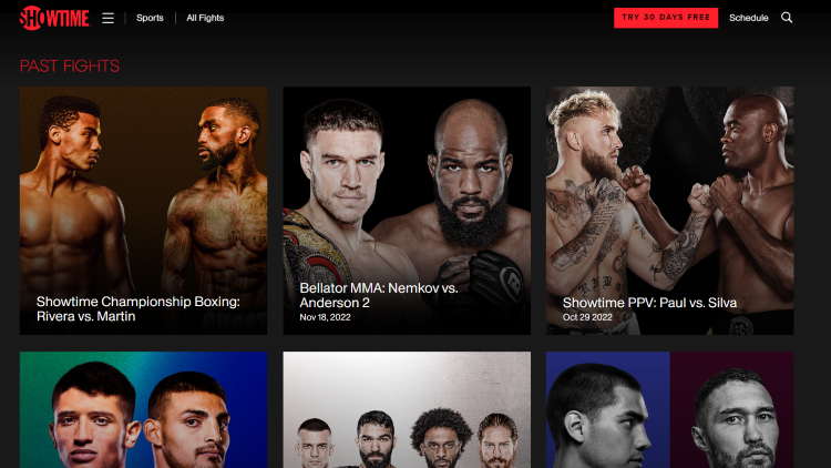 Users can explore ordering upcoming fights, highlights, recaps, and more.