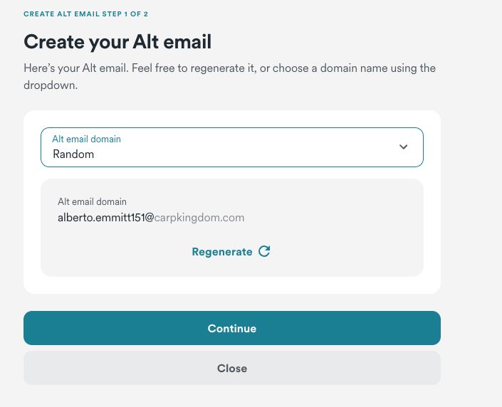 Next, create your different ID email. Click Continue when finished.