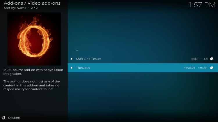 Click on The Vow Kodi Extension