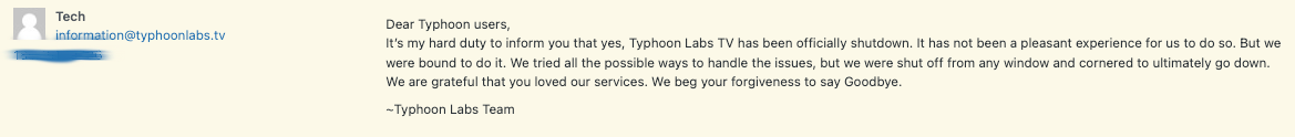 typhoon labs iptv shut down comment
