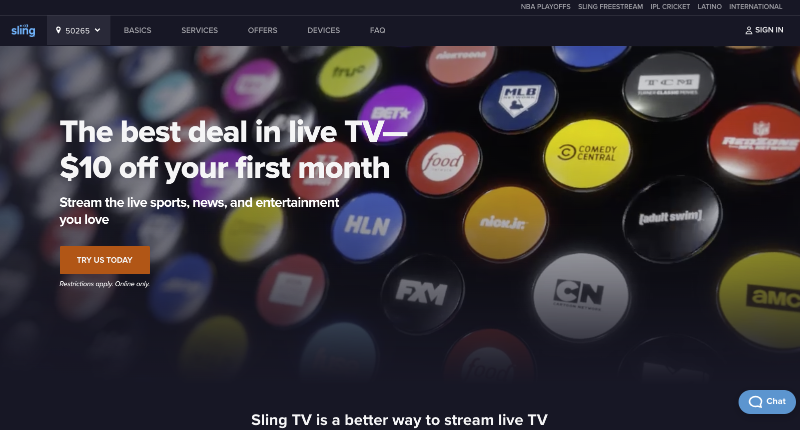 Sling TV is a popular IPTV provider that offers two different plans labeled “Sling Orange” and “Sling Blue” which both cost /month.